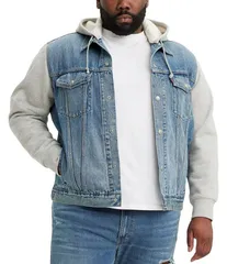 リーバイス メンズ アウター ジャケット・ブルゾン トール デニム パーカー ジャケット LevisR Big Tall Hybrid Hoodie V Denim Trucker Jacket Candy Man デニム