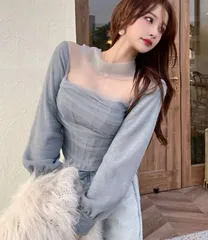 韓国デザイン 超セクシー♪胸チラリ シースルー　トップス　綺麗め　レディース長袖