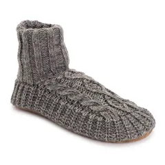 ムクルクス メンズ シューズ サンダル ブーツ ニット MUK LUKS Mens Cable Knit Bootie Slippers Gray グレー