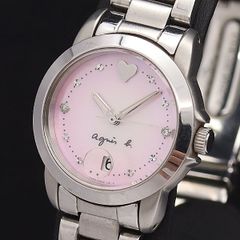 稼働品 agnes b. 腕時計 クォーツ ピンクシェル文字盤 新品電池 - メルカリ