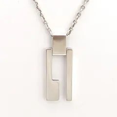 GUCCI / グッチ ◆Gロゴ カットアウト プレート ネックレス SILVER 925 小豆 【ネックレス/ペンダント/トップ/アクセサリー】 ブランド【中古】 