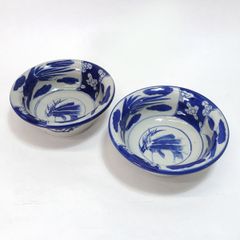 古伊万里 骨董 アンティーク 染付輪花 芙蓉手小鉢 2客セット - メルカリ