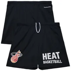 ミッチェルネス メンズ ボトムス ハーフパンツ・ショーツ メッシュ ショートパンツ Mens Mitchell Ness Black Miami Heat Hardwood Classics Gameのサムネイル