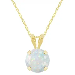 Celebration Gems レディース アクセサリー ネックレス・チョーカー・ペンダントトップ レース Celebration Gems 10k Gold Round LabCreated Opal Pendant Necklace 10k Gold ゴ