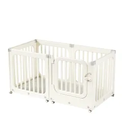 新入荷｜ベビーサークル 5in1 ロック扉付き キャスター付き 大型 室内プレイヤード ベビーゲート 赤ちゃん セーフティガード組立て簡単 キッズスペース 幼児 保育園 保育用品 グレー+ホワイト