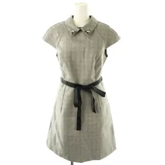 ザラ ベーシック ZARA BASIC COLLECTION ワンピース ひざ丈 フレンチスリーブ グレンチェック S グレー /DF ■OS ■AX