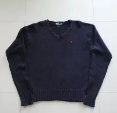 ポロ 90s ポロ ラルフローレン Vネック コットン ニット L