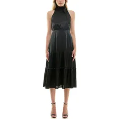 ニコルミラー レディース トップス ワンピース ホルター Womens Nicole Miller Tie Neck Halter Dress Black ブラックのサムネイル