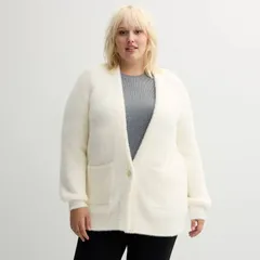 ナインウェスト レディース アウター ニット・セーター プラスサイズ カーディガン Plusize Nine West Button Front Cardigan Daisy Dew