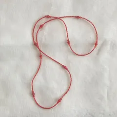 赤いビーズのロングネックレス 76cm