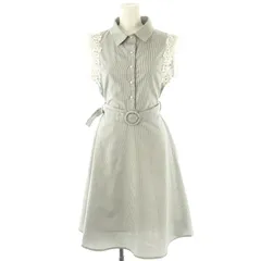 トッコ TOCCO ストライプ ワンピース ひざ丈 ノースリーブ M ホワイト ブラック /DF ■OS