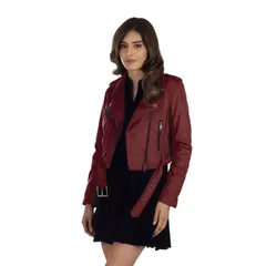リー レディース アウター ジャケット・ブルゾン スエード Womens Lee FauxSuede Biker Jacket Red レッドのサムネイル
