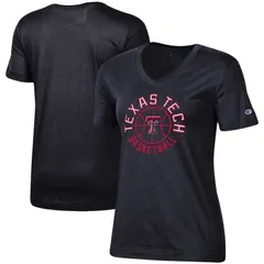 チャンピオン レディース トップス Tシャツ Vネック Womens Champion Black Texas Tech Red Raiders Basketball VNeck TShirtxt Black ブラック