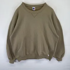 古着 90's/90年代 ラッセル Russell USA製 スウェット トレーナー 無地 前V クルーネック 大きいサイズ 14041  ベージュ メンズ