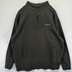 古着 コロンビア Columbia スウェット トレーナー プルオーバー ハーフジップ ワンポイントロゴ刺繍 14041  カーキ系 メンズ