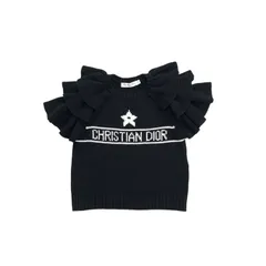Christian Dior ディオール フリルカシミヤニットトップ クロップド ロゴ セーター ブラック 324S13AM003