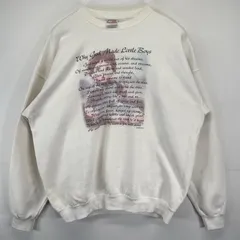 古着 90's/90年代  SANTEE スウェット 大きいサイズ クルーネック トレーナー 詩プリント ヘビーウェイト 2XL  ホワイト メンズ