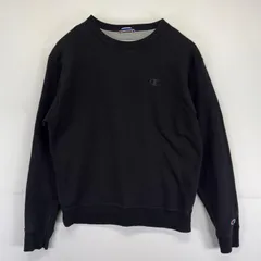 古着 チャンピオン Champion スウェット クルーネック トレーナー ワンポイントロゴ刺繍デザイン スポーツ M  ブラック メンズ