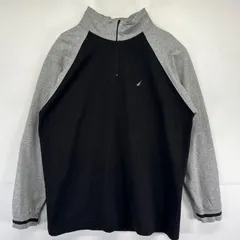 古着 ノーティカ NAUTICA スウェット 大きいサイズ ツートンカラー トレーナー ハーフジップ ワンポイント刺繍 XL  グレー系 メンズ