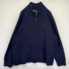古着 ポロバイラルフローレン Polo by Ralph Lauren スウェット トレーナー ニット ハーフジップ 大きいサイズ 2XL  ネイビー メンズ
