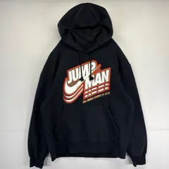 古着 エアジョーダン AIR JORDAN パーカー スウェットパーカー プルオーバー  フーディ ビッグプリントロゴ NBA ジャンプマン L  ブラック メンズ