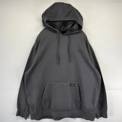 古着 ディッキーズ Dickies パーカー プルオーバー  スウェット 大きいサイズ ワンポイントロゴ プリント 2XL  ダークグレー系 メンズ