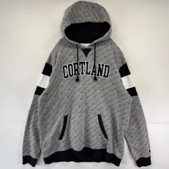 古着 チャンピオン Champion パーカー スウェット プルオーバー  総柄 大きいサイズ フーディ 3XL  グレー メンズ