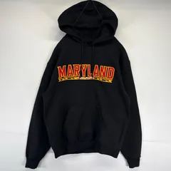 古着 チャンピオン Champion パーカー プルオーバー  スウェット カレッジロゴ ワッペン フーディー M  ブラック メンズ