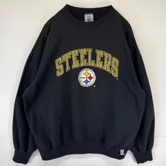 古着 90's/90年代 ロゴセブン LOGO7 USA製 スウェット トレーナー STEELERS NFL ロゴ刺繍 スティーラーズ XL  ブラック メンズ