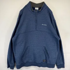 古着 コロンビア Columbia スウェット ハーフジップ トレーナー 大きいサイズ ワンポイントロゴ 2XL  ネイビー系 メンズ