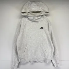 古着 ナイキ NIKE パーカー プルオーバー  スウェット ワンポイントロゴ刺繍 フーディ M  グレー系 メンズ