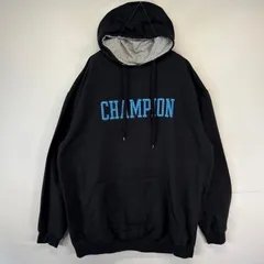 古着 チャンピオン Champion パーカー スウェット ロゴプリント 大きいサイズ プルオーバー  フーディ 2XLT  ブラック メンズ