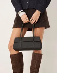 マンゴ レディース バッグ デニム Mango denim shoulder bag in dark blue ブルーのサムネイル