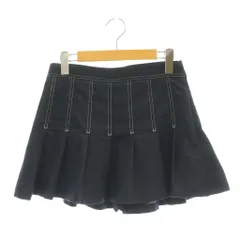 ザラ ZARA スカート風 プリーツショートパンツ キュロット コットン XS 濃紺 /NR ■OS