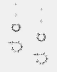 アクセサライズ レディース アクセサリー ピアス・イヤリング Accessorize 4 pack flower and filigree stud earrings in 925 sterlingのサムネイル