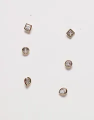 アクセサライズ レディース アクセサリー ピアス・イヤリング Accessorize Z 3pack sparkle shape stud earrings in 14k gold plate GOLのサムネイル