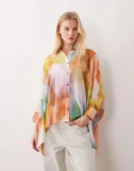 ネバーフリードレスド レディース トップス シャツ ケープデザイン キャップ ケープ Never Fully Dressed abstract cape shirt in ombre part of a set Multi ombre マルチカラー