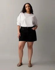 エイソス レディース ボトムス ハーフパンツ・ショーツ ショートパンツ デニム ASOS Curve ASOS DESIGN Curve denim dad shorts in washed BLACK ブラック