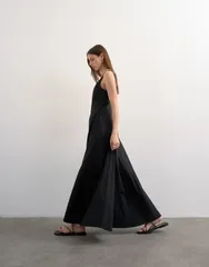トップショップ レディース トップス ワンピースカート コントラスト Topshop dropped hem full circle skirt sundress with contrastop stitch Black ブラック