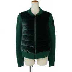 モンクレール MONCLER MAGLIONE TRICOT CARDIGAN ダウンジャケット カシミヤ混 ニット切替 ベロア XS グリーン 緑 D2093940800 948AE