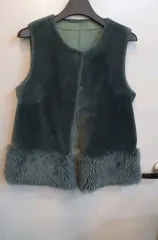 VERA WANG 天然シープスキン ファー ベスト 구55