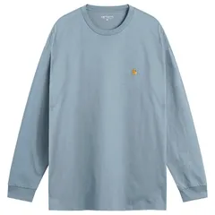 カーハート メンズ トップス Tシャツ Carhartt WIP Long Sleeve Chase TShirt Cozy Blue Gold ブルー