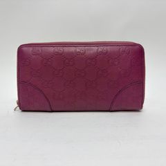 グッチ 長財布 マイクロシマ パープル パンチング レザー GUCCI 
