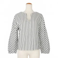 デプレ DES PRES トゥモローランド プルオーバーシャツ ブラウス スキッパー 長袖 ストライプ サイズ36 ホワイト 白 グレー