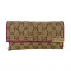 グッチ GUCCI GGキャンバス 長財布 ロングウォレット ベージュ ピンク ゴールド金具 291099 2067