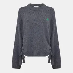 ガニー レディース アウター ニット・セーター クルーネック Ganni Womens Overs ON Crew Neck Jumper Charcoal Grey チャコールのサムネイル