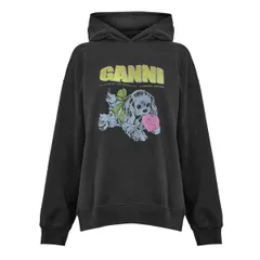 ガニー レディース アウター パーカー・スウェット クロップド Ganni Womens Isoli Ovrsze Cropped Hoodie Phantomのサムネイル