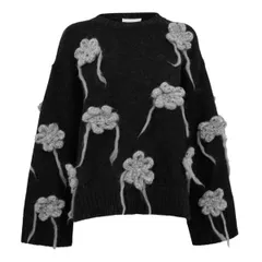 ガニー レディース アウター パーカー・スウェット シャツ Ganni Womens Flwr Crochet Crew Sweatshirt Phantomのサムネイル