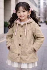 3点まとめて/4〜5歳/女の子 / フードジャケット+WHOファンフード+ネイビー 줄티 110