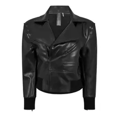 ノーマカマリ レディース アウター ジャケット・ブルゾン ミニ Norma Kamali Womens Mini Moto Bomber Jacket Black ブラック